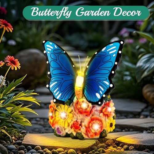 Linkax Butterfly Statues Solar Garden Decor, Christmas Gift for Grandma Mom - Image 4