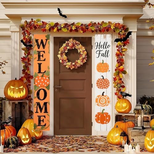 HOMETITUTE Fall Welcome Porch Banner Set 12 x 71 Inch 2 Pack - Image 6