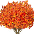 Grunyia 16 Bundles Artificial Fall Flowers for Outdoors Fake Plants UV Resistant Plastic Plants Shrubs Bushes for Home Fall Front Door Porch Garden Autumn Decor (Fall Orange) by Grunyia