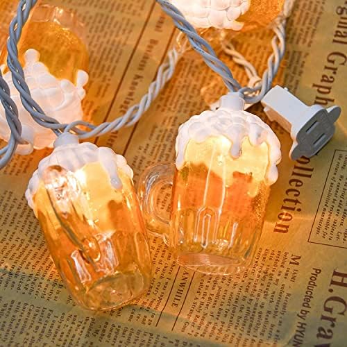 Oviejo 3D Beer Mug String Lights, Celebration St Patrick's Day Decor, 8.5 Ft Party Cup Light with 10 Beer Cups, Connectable Beer Fairy Summer Patio Lights for Bar Birthday Bedroom Summer Club - Image 4
