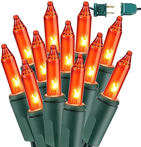 BrizLabs Orange Halloween Lights 300 Count 69.6ft Incandescent Light String by BrizLabs