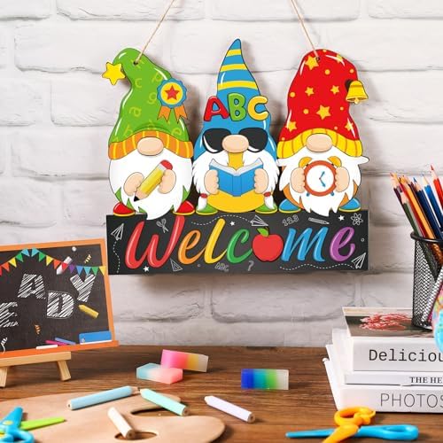 Panelee Back to School Decorations, Gnomes Welcome Sign for Front Door - Image 4