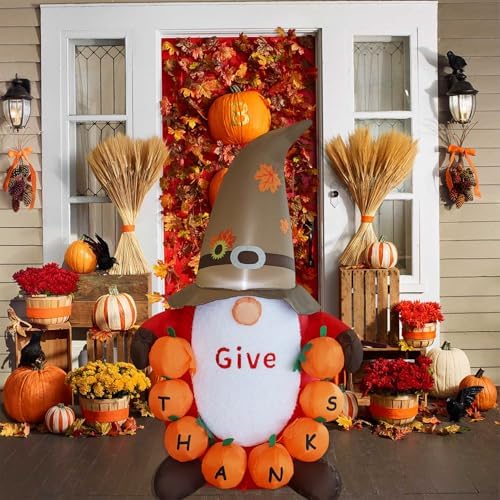 Juegoal Thanksgiving Inflatable Gnome, 4 FT Lighted Cute Gnome with Pumpkins, Blow up Animated Fall Decor, Light Up for Autumn Harvest Outdoor Indoor Holiday Home Party Yard Lawn Garden Display - Image 4