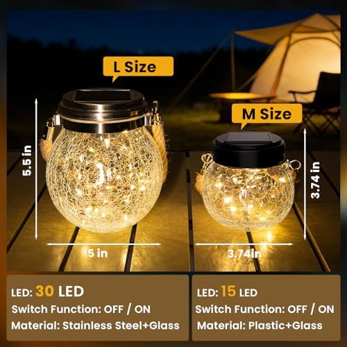 ROSHWEY 4 Pack M Size Solar Lantern Gifts for Women, Hanging Garden Decor Solar Lights Outdoor Waterproof with 15 LED for Halloween Christmas Easter Gift - Image 2