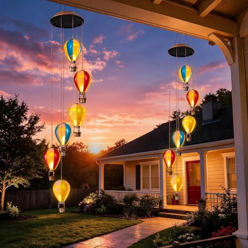 Topstor Solar Wind Chimes for Outside Hot Air Balloon Solar Lights - Image 5