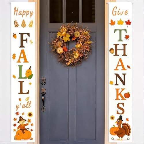 HOMETITUTE Happy Fall Yall Porch Banner Set 12 x 71 Inch - Image 2