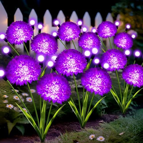 Solar Garden Lights, 6 Pack Solar Purple Swaying Firefly Lights with Flowers, Waterproof Purple Halloween Flowers Light Outdoor for Garden Patio Yard Fall Decoration, Gifts for Women Mother's Day by MRHEPHAESTUS