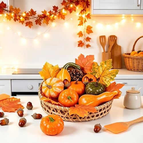 34PCS Fall Pumpkins Decor for Autumn Thanksgiving Halloween Home Decoration - Image 4