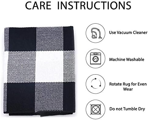 IOHOUZE 27.5x43 Buffalo Plaid Rug, Washable Front Door Mat, Black White - Image 6