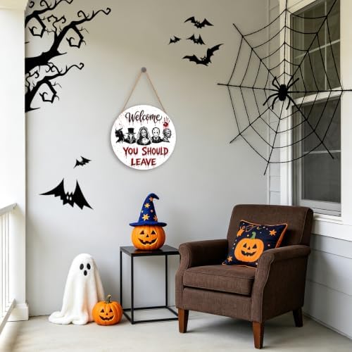 Halloween Killer Sign for Front Door Halloween Horror Welcome Sign 12x12 In - Image 5
