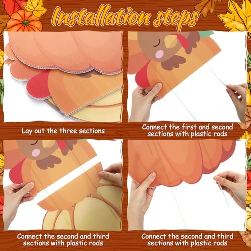 Geelin 2 Pcs Large Size Thanksgiving Yard Sign with Stakes Decorations 32" Pumpkin Decorative Garden Stakes with Turkey for Autumn Fall Home Outdoor Garden Lawn Patio Decorations - Image 3