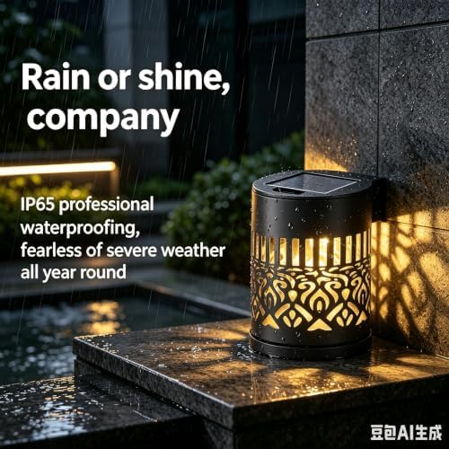 Solar Mandala Outdoor Wall Lights, 4 Pack 7 Color Changing Metal Fence Lanterns, Waterproof Solar Powered Deck Step Stair Lights for Garden Patio Yard Landscape Decor - Image 5