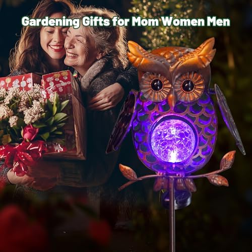 HONGLAND Solar Lights Outdoor Decor Waterproof, Solar Owl Garden Decorative Stake, Whimsical Gardening Gifts for Women Mom, Owl Outdoor Lights for Yard Patio Lawn Decor - Image 5