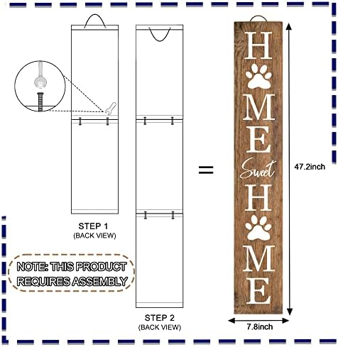 Home Sweet Home Wooden Porch Sign 47" Welcome Cat Dog Sign for Home Front Door Yard Front Porch Standing Farmhouse Home Decoration - Image 3