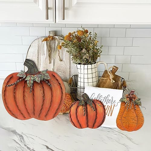 Pumpkin Decoration for Home Free Standing Metal Flat Pumpkins - Image 5