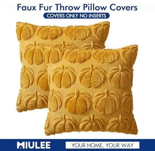 MIULEE Fall Pillow Covers Pumpkin Fall Decor 18x18 Mustard Yellow - Image 6