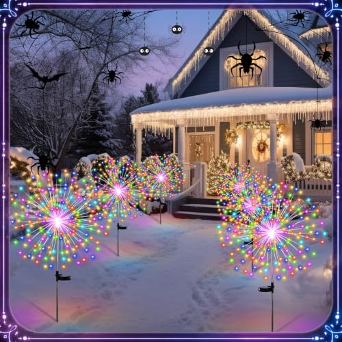 Tujoe 6 Pcs Christmas Solar Firework Stake Lights 180 LED 8 Modes - Image 6