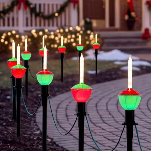11.5FT Christmas Pathway Lights, 7PK LED Bubble Yard Stake Lights by LightupYourLife