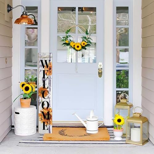 Sunflower Welcome Porch Sign Decor Summer Wooden Hanging Sign Door Porch Standing Decorative Signs Plaques for Front Door Farmhouse Outdoor Indoor Welcome Sign Wall Craft Decor 47.2"H - Image 5