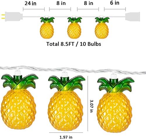 SUNSGNE Pineapple String Lights, Outdoor String Light with 10 Pineapples, Outdoor Indoor Party Lights, Summer Patio String Lights, Pineapple String Mini Incandescent Light, Hawaiian Themed Lights - Image 2