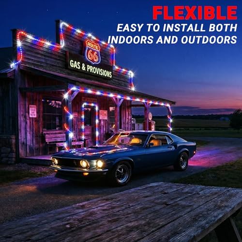 100ft Rope Lights For Outside,Connectable Flexible Tube Lights with 8 Modes Controller, Waterproof Red/Blue/White LED Rope Lighting for Deck,Garden,Pool,Patio,Bedroom,Indoor & Outdoor Landscape Light - Image 6