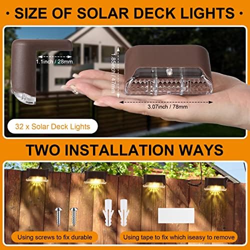Geelin 32 Pcs Solar Deck Step Lights Outdoor, Brown Shell Warm White Light - Image 2