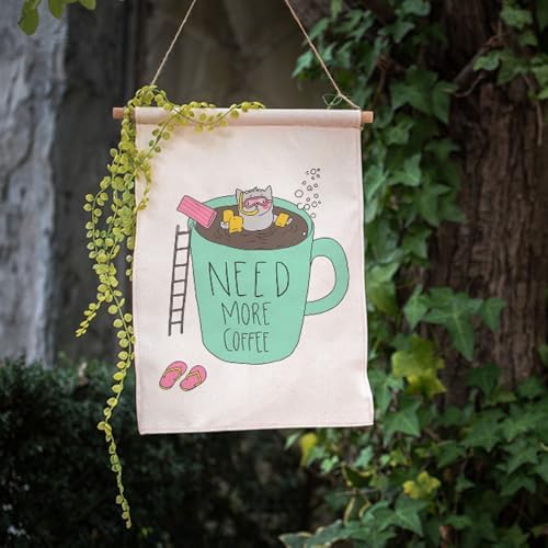 Moslion Cat Garden Flag 12.5x18 Inch Cute Funny Animal Kitten Swimming in Coffee Mug Ladder Bubble Yard Flag Burlap Banners Vertical Double Sided for Farm House Outside - Image 3
