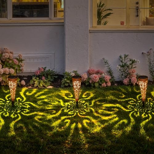 Go2garden 6Pcs Garden Solar Lights Outdoor Stakes Decorative Lighting for Yard, Pathway, Patio Decor Lawn Ornament (Red Copper) - Image 5