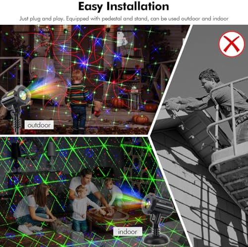 Poeland 8 Patterns Christmas Laser Projector Lights, Outdoor Garden Decorative Lights with Remote Control and Security Lock for Indoor Outdoor Home Garden (Red, Green, Blue) - Image 4