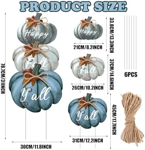Geetery 3 Pcs Thanksgiving Fall Pumpkin Yard Stakes Decoration 31 Inch - Image 3