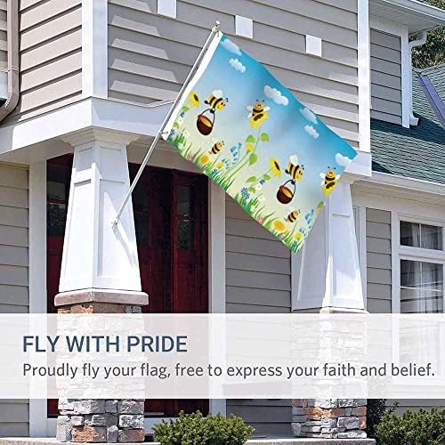 Yekiua Bees Flag 3X5 Ft Outdoor Cute Bees Collecting Honey Flowering Meadow Daisy Sunflower Summer Spring Premium Strongest Longest Lasting Flag Vivid Color With Brass Grommets Colorful - Image 5