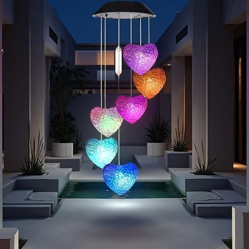 Solar Wind Chimes Outside Color Changing Lights,Solar Valentines Lights Outdoor,Valentine Solar Powered Lights,Garden Decor for Patio Yard Garden Home,Gifts for Women - Image 4