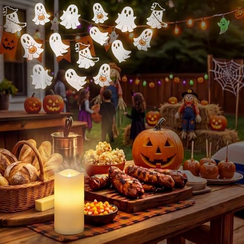Baquler Halloween Projector Candle Ghost Projector Light Halloween Indoor Decoration Spooky Scary LED Flameless Candle Battery Operated Night Light with Remote Timer Bedroom Home Decor Party Gift - Image 4