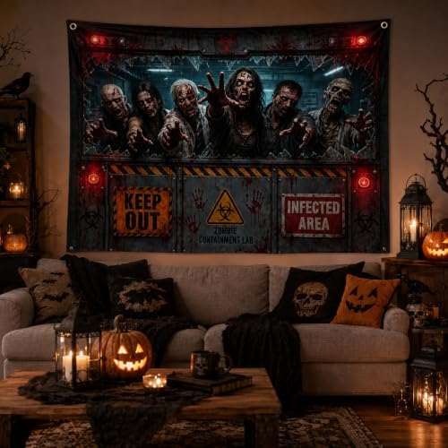 Halloween Garage Door Cover 8x7FT Zombie Containment Lab Outdoor Decor - Image 4