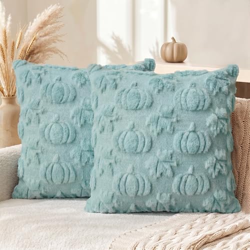 AVOIN colorlife Blue Pumpkin Fall Throw Pillow Covers 18x18 Inch by AVOINcolorlife