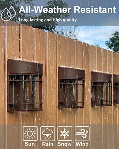 Solar Fence Lights, 8 Pack Deck Light Waterproof Solar Outdoor Lights for Garden Fence Post Backyard Decor, Brown - Image 6