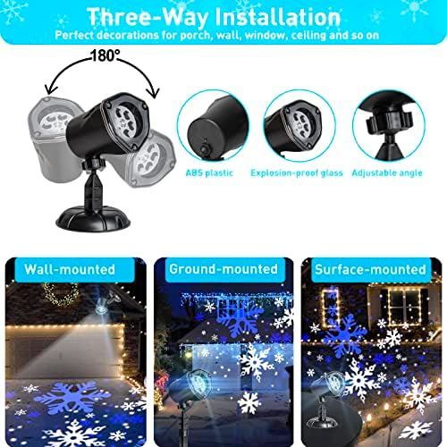 EAMBRITE Christmas Projector Lights LED White Blue Rotating Snowflake Projector Light for Birthday Wedding Theme Party Garden Home Winter Outdoor Indoor Decor - Image 3