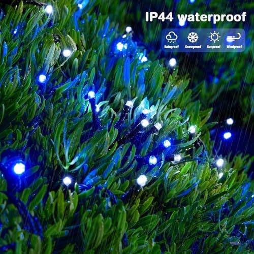 JMEXSUSS 250 LED Blue & White Christmas Lights, 91.5ft String Light Plug in - Image 4