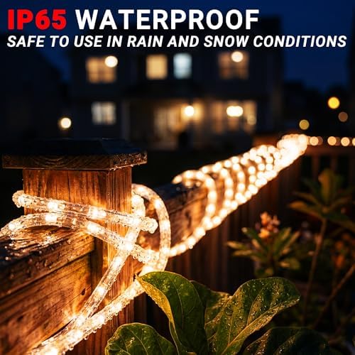 20ft Rope Lights For Outside,Connectable & Flexible Tube Lights with 8 Modes Controller,Waterproof Orange LED Rope Lighting for Deck,Garden,Pool,Patio,Bedroom,Party,Indoor & Outdoor Landscape Lighting - Image 5