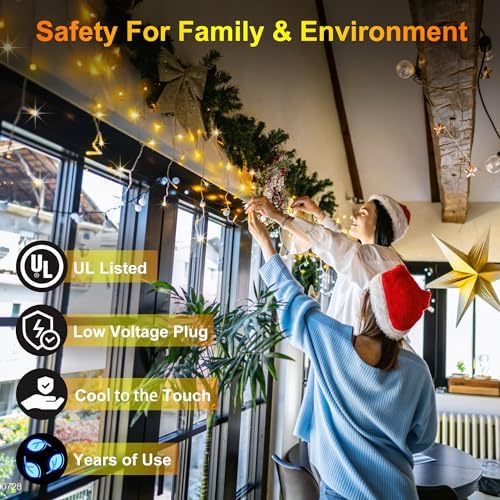 670 LED 66FT Christmas Icicle Lights, 148 Drops, 12 Modes, Warm White - Image 4