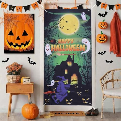 Halloween Decorations Door Cover Decor Trick-or-Treat Front Porch Sign Banner - Image 2
