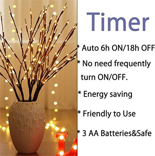 AMARS 3pcs Lighted Artificial LED Branch Lights with Timer Battery Operated Fairy Spirit Decorative Twig Tree Decorations for Home Living Room Vase Christmas (29inch, Auto 6H ON/18H Off, Warm White) - Image 2