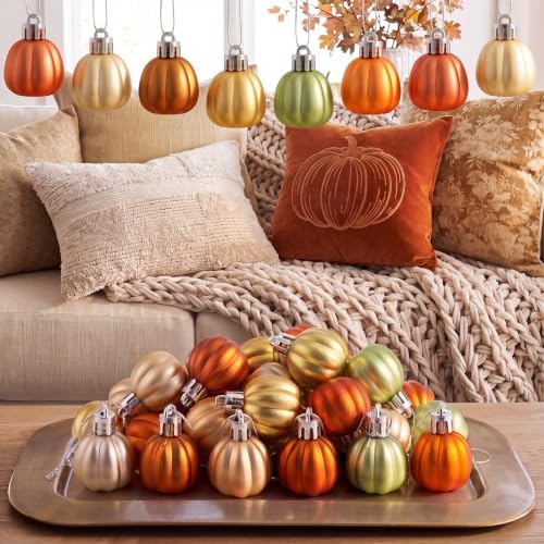Colingmill 36 Pcs Fall Tree Ornaments, Farmhouse Pumpkin Hanging Ornaments - Image 3