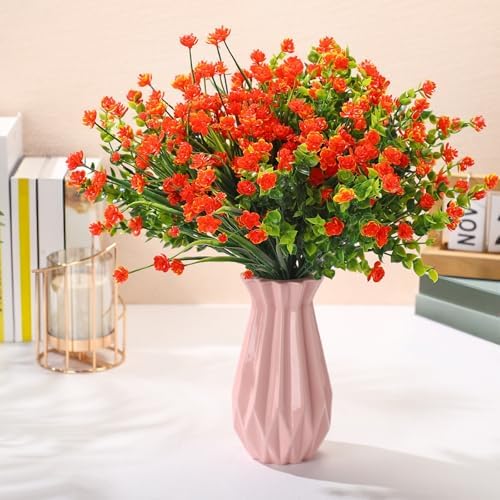 WILLBOND 12 Bundles Artificial Flowers Outdoor, UV Resistant Faux Artificial Plants Shrubs Plastic Flower Bulk for Hanging Planter Porch Window Home Spring Summer Decor(Orange) - Image 6