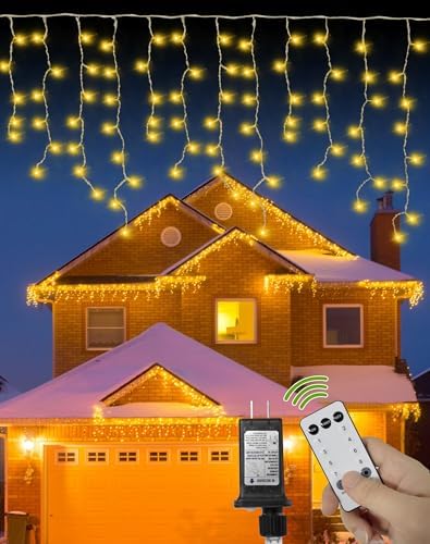 Christmas Icicle Lights for Outside 1000 LED 98FT with 160 Drops Warm White by HOME