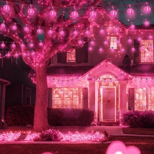 LAMPHOME 2 Pack 26FT G40 Pink Valentine's Day LED String Lights, 13 Shatterproof Globe Bulbs, Outdoor Hanging Patio Lights for Home Balcony Backyard Wedding Party Decor - Image 6