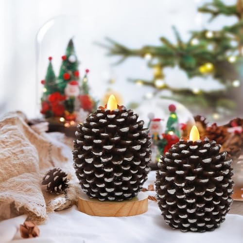Wondise Flameless Candles with 6H Timer Pine Cone Candles - Image 4