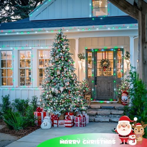 JMEXSUSS 250 LED Christmas Lights, Red White and Green Light Plug in - Image 4