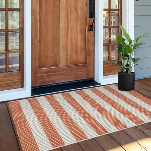 OJIA Front Door Rug 24"x51" Outdoor Door Mat Striped Porch Rug Fall Decor - Image 2