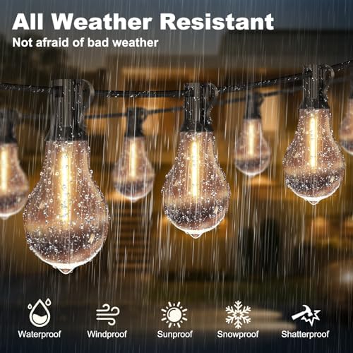 100FT Outdoor String Lights64+4 Bulbs,120W Dimmer Remote IP65 Watterproof - Image 4